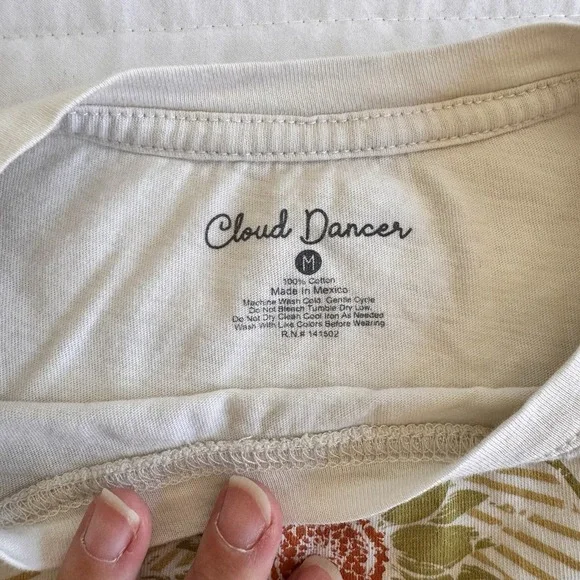 Cloud Dancer Womens Cream T-Shirt Grateful Graphic Print Cotton Size M Boho - Picture 3 of 5